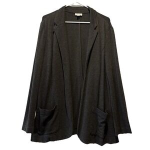 J Jill‎ Ponte Knit Jacket Blazer Women's Size Large Gray Open Front Stretch